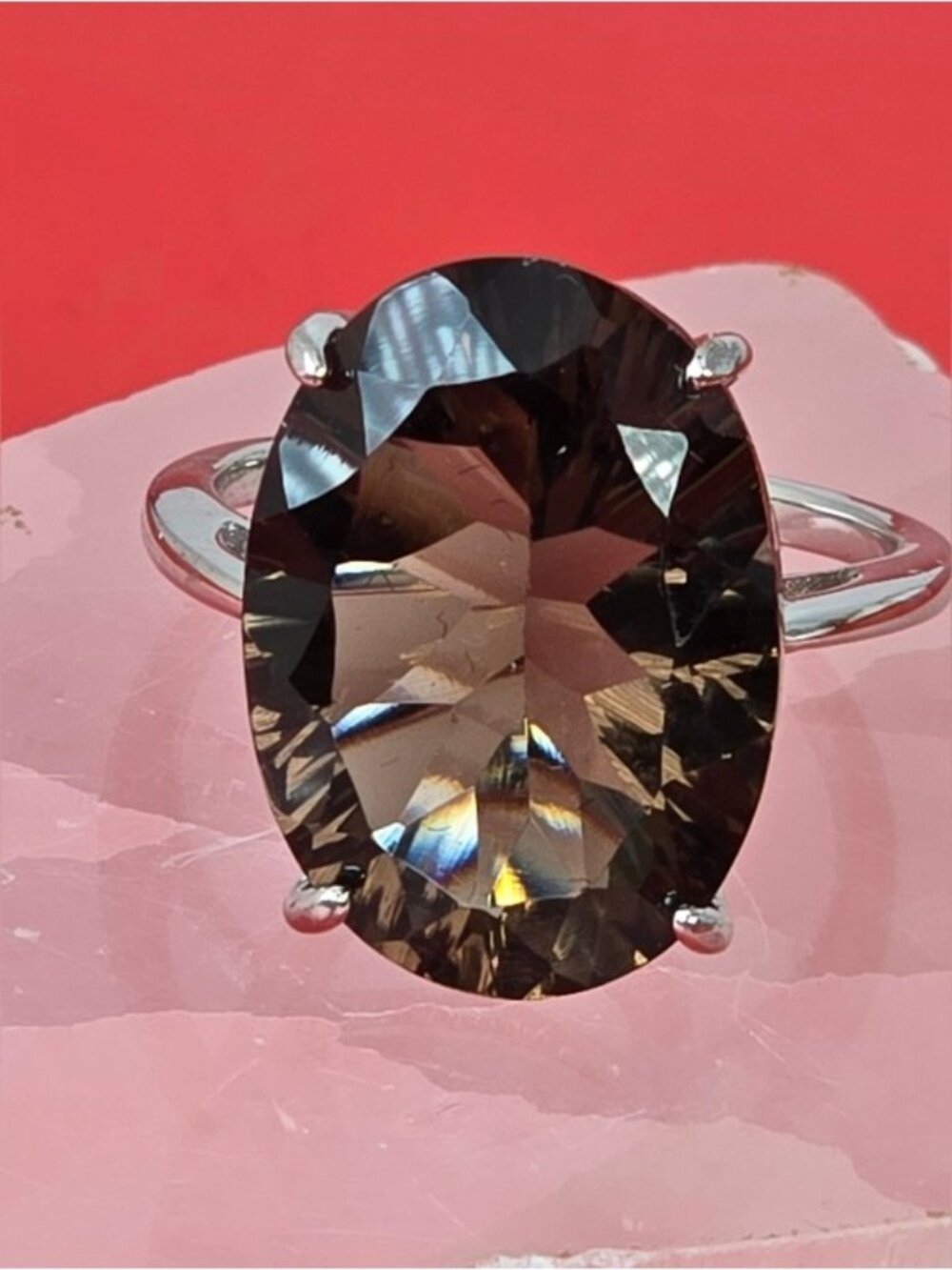 925 Sterling Silver Ring 6.5 with Brilliant Cut Natural Smoky Quartz 13x18mm Gem - Picture 10 of 10